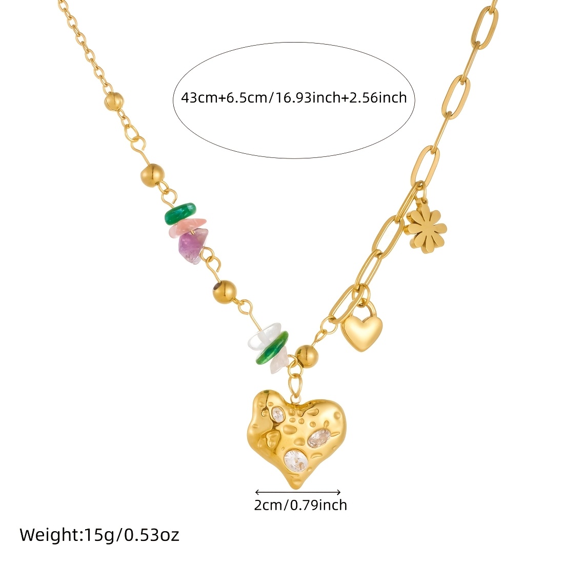 Women's Irregular Heart-shaped Multi-element Pendant Necklace
